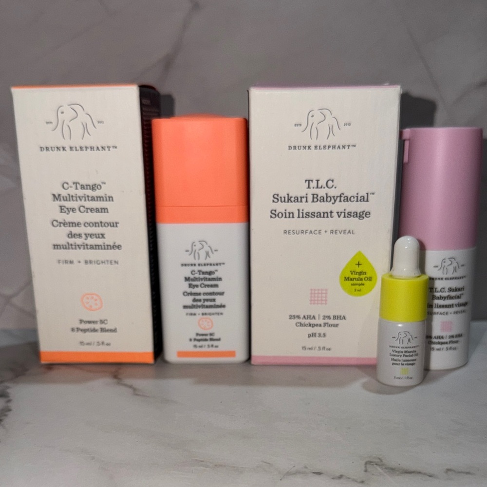 Drunk Elephant Bundle/TLC SUKARI BABYFACIAL+C-TANGO MULTIVITAMIN EYE CREAM NIB!